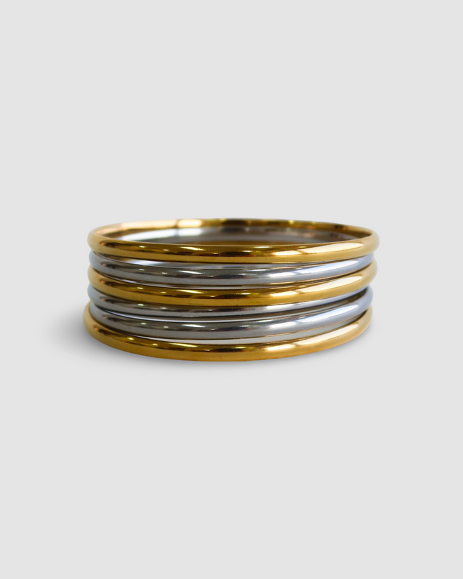 TWO-TONE STACK BANGLES